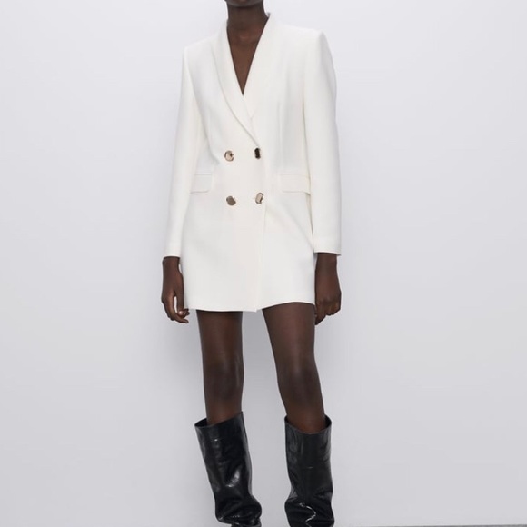 Double Breasted Buttoned Frock Blazer Dress Coat - Picture 2 of 8